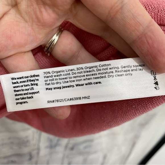 Eileen Fisher Blossom Pink Organic Linen Cotton V-Neck Box Top Pocket Oversized - Picture 10 of 11